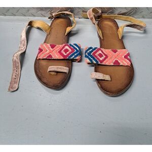 Free People Womens Size 8 Bohemian Leather Sandal Peach Rose Gold